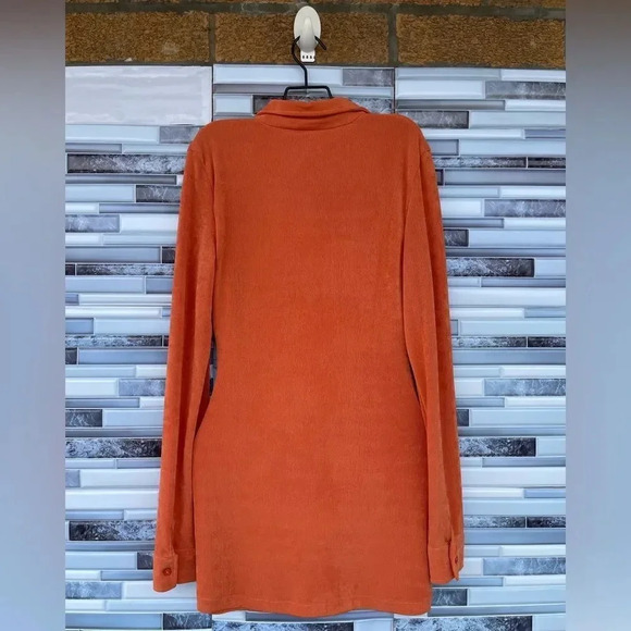 With Jean Andy Mini Dress - Maple Orange, Ruched Button-Down XS, - Picture 12 of 16
